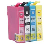 XGOUGUAAU T1291 T1292 T1293 T1294 Printer Ink Cartridge Set, Fluent Practical BK C M Y 4 Color Ink Cartridge for Stylus SX230 SX235W SX420W, Compatible with Office B42WD BX305F and Workforce