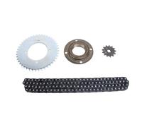 XGOUGUAAU T8F Front Rear Sprocket Chain Kit, Steel 120 Links Chain with 13T Front Sprocket and 44T 4 - Hole Rear Sprocket, Toothless Freewheel for Motorcycle, Go Kart & ATV