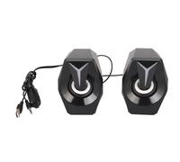 XGOUGUAAU USB Powered Speaker with RGB Lights, Wired Computer Speaker with Volume Control, Compact Desktop Subwoofer for Laptop and PC, Plug and Play with 3.5mm and USB Connection (Black)