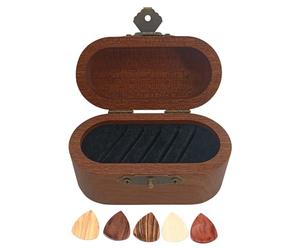 XGOUGUAAU Wooden Guitar Picks Box, Solid Wood Guitar Picks Holder with Large Capacity Storage, Handmade Portable Case for Guitar Accessories, Small Jewelry and