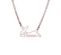 XGSiNuoBao Custom Name Necklace, Personalized Rabbit Design Nameplate Necklace, Customized Jewelry Pendant, Anniversary Birthday Gift for Wife, Mom, Grandma Friends
