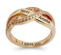 XGSiNuoBao Personalized Name Ring, Custom Text Stainless Steel Band Ring, Promise Ring for Her, Couples Rings with 2 Names Personalized Jewelry Gift for Women Mother
