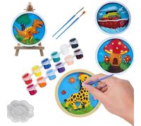 XGTSM 3D Kids Painting Set - Mushroom Room, Nautical, Dinosaurs & Deer, DIY Plaster Figures, 12 Colors, 2 Brushes & Stands, Creative Craft Kit, Gifts for Girls & Boys Over 6 Years Old