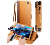 XGUO Nintendo Switch 2 Case, Switch 2 Carrying Case, w/AirTag Holder, Holds 12 Game Card Slots, Protective Hard Shell Portable Travel Carry Pouch, Built-in Play Stand,Lightweight, Soft Interior, Brown