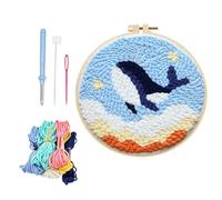 Xgvzs 1 Pcs Punch Needle Kit DIY Punch Needle Kits Embroidery Starter Kits for Adults Beginners Embroidery Starter Handcraft DIY Craft Hoop with Instructions Whale Pattern (Star)