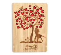 Xgvzs 1 PCS Wooden Happy Anniversary Card Wooden Greeting Cards Wedding Present Modern Simple Style for for Girlfriend Boyfriend Couple