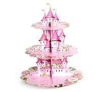 Xgvzs 1PCS 3 Tier Princess Birthday Cupcake Stand Cupcake Stand Pink Castle Crown Dessert Tower for Girls Birthday Theme