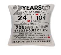 Xgvzs 1PCS Anniversary Cushion Cover Marriage Gift Wedding Anniversary Cushion Cover Gift for Wife Husband Pillow Case (Second Anniversary)