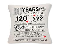 Xgvzs 1PCS Anniversary Cushion Cover Marriage Gift Wedding Anniversary Cushion Cover Gift for Wife Husband Pillow Case (Tenth Anniversary)