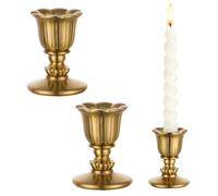Xgvzs 2 Pcs Candle Holders Candle Sticks Holder Set of 2 Rustic Gold Candles Holders for Retro Victorian Antique Decoration Wedding Centrepiece Living Room