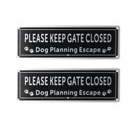 Xgvzs 2PCS Please Close The Gate Sign Dog Garden Puppy Signs Brushed Aluminium 3.5 x 9.8 Inches for Pet Park Fence Villa Courtyard Door