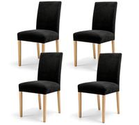 Xgvzs 4PCS Dining Chair Covers Removable Chair Slipcovers Reusable Set of 4 Velvet Black for Dining Room Kitchen