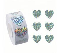 Xgvzs 500 PCS Self Adhesive Shiny Reward Stickers Self-Adhesive Labels Waterproof Holographic Stickers for Children Accessories Living Room (Hearts)