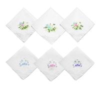 Xgvzs 6PCS Ladies Handkerchiefs Women Hankies Embroidered Lace Single Edged Scrap of Cloth Cotton Soft for Girls Wedding Party