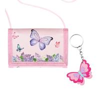 Xgvzs Children's Neck Pouch Triple Folded Wallet with Key Ring Children's Neck Pouch for Hanging Gift for Boys and Girls, red/green, 12*8cm, butterflies