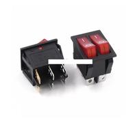 XHAJCSJWGD 10Pcs KCD6 25x31mm With Red Light Big Rocker Switches Two-Way Switch 6 Pin 2 Position 15A 250V 20A 125VAC ON-OFF