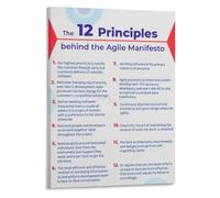 XHAJCSJWGD Agile Values and Principles Poster Team Empowerment Guide Wall-Art for Workplace Training Room Home Office Decor(Framed,12x18inch(30x45cm))