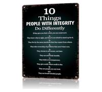 XHAJCSJWGD Distressed 10 Things Integrity List Tin Sign Honest Character Code Humorous Wall Hanging for Living Room Bedroom 8 X 12 inch