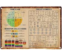 XHAJCSJWGD Distressed Metal Sign Engineer Ohms Law Reference Circuit Symbol Wall Hanging for Man Cave Shed 8 X 12 inch