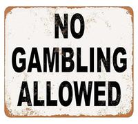 XHAJCSJWGD Vintage Regulation Sign No Gambling Allowed Retro Rustic Metal Wall-Art for Man Cave Home Office 8 X 12 in