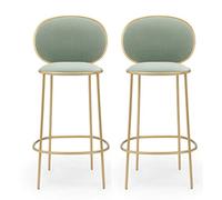 XHALERY Bar Stools Set Of 2, Modern Style Bar Chairs Kitchen Island Counter High Stools Breakfast Chairs Wrought Iron Bar Stool With Backrest Gold Metal Legs