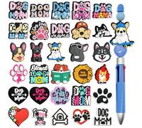 XHAOYEAHX 30PCS Dog Focal Beads for pens, Silicone Focal Beads Bulk for Beadable Pen Keychain Bracelet Lanyard Making Kit