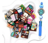 XHAOYEAHX Silicone Focal Beads for Pens Coffee Cup Accessory Kit 30 Pcs Colorful Round Beads for Keychain Making Bracelet Necklace Handmade Crafts