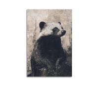 XHBKJA Animal Poster Decorative Painting A Detailed And Striking Badger with Fluffy Fur And Sharp Claws, in Sepia Toned Charm Canvas Wall Art Modern Murals for Living Room 12x18inch(30x45cm)