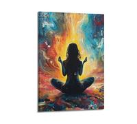 XHBKJA Exquisite Modern Family Canvas Wall Art Picture Print Photo Album-Abstract Spiritual Poster with Meditating Figure And Colorful Energy 08x12inch(20x30cm)