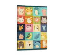 XHBKJA Exquisite Modern Family Canvas Wall Art Picture Print Photo Album-Adorable Watercolor Animal Poster with Cute Cartoon Creatures 12x18inch(30x45cm)