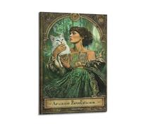 XHBKJA Exquisite Modern Family Canvas Wall Art Picture Print Photo Album-Art Nouveau Animal Poster with Woman Holding White Cat And Tarot Cards 12x18inch(30x45cm)