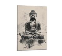 XHBKJA Exquisite Modern Family Canvas Wall Art Picture Print Photo Album-Brutalist Abstract Buddhism Poster with Seated Buddha Figure 12x18inch(30x45cm)