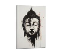 XHBKJA Exquisite Modern Family Canvas Wall Art Picture Print Photo Album-Brutalist Abstract Buddhism Poster with Black - And - White Buddha Head 24x36inch(60x90cm)