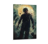 XHBKJA Exquisite Modern Family Canvas Wall Art Picture Print Photo Album-Comic Style Horror Poster with Menacing Zombies 16x24inch(40x60cm)