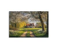 XHBKJA Exquisite Modern Family Canvas Wall Art Picture Print Photo Album-Cottagecore Landscape Poster with Springtime Country Cottage And Blossoming Trees 12x18inch(30x45cm)