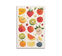 XHBKJA Exquisite Modern Family Canvas Wall Art Picture Print Photo Album-Cute Cartoon Fruit Poster with Smiling Faces for Kids 24x36inch(60x90cm)