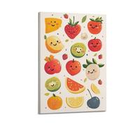 XHBKJA Exquisite Modern Family Canvas Wall Art Picture Print Photo Album-Cute Cartoon Fruit Poster with Smiling Faces for Kids 24x36inch(60x90cm)
