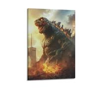 XHBKJA Exquisite Modern Family Canvas Wall Art Picture Print Photo Album-Epic Godzilla Animal Poster with Fiery Destruction Scene 20x30inch(50x75cm)