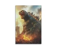 XHBKJA Exquisite Modern Family Canvas Wall Art Picture Print Photo Album-Epic Godzilla Animal Poster with Fiery Destruction Scene 16x24inch(40x60cm)