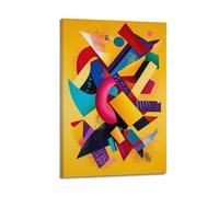 XHBKJA Exquisite Modern Family Canvas Wall Art Picture Print Photo Album-Geometric Art Poster Colorful Shapes on Yellow Background 08x12inch(20x30cm)