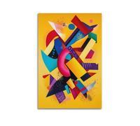XHBKJA Exquisite Modern Family Canvas Wall Art Picture Print Photo Album-Geometric Art Poster Colorful Shapes on Yellow Background 16x24inch(40x60cm)