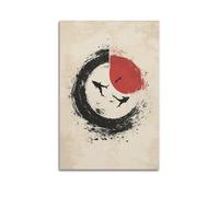 XHBKJA Exquisite Modern Family Canvas Wall Art Picture Print Photo Album-Japandi Animal Poster with Black Fish And Red - Black Circle Design 12x18inch(30x45cm)