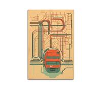XHBKJA Exquisite Modern Family Canvas Wall Art Picture Print Photo Album-Line Art Travel Poster with Subway Train And Routes 20x30inch(50x75cm)
