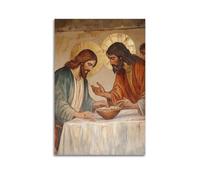 XHBKJA Exquisite Modern Family Canvas Wall Art Picture Print Photo Album-Vintage Christian Poster with Jesus And Disciples at Table 16x24inch(40x60cm)