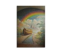 XHBKJA Exquisite Modern Family Canvas Wall Art Picture Print Photo Album-Vintage Landscape Poster with Noah's Ark And Rainbow 12x18inch(30x45cm)