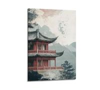 XHBKJA Exquisite Modern Family Canvas Wall Art Picture Print Photo Album-Vintage Landscape Poster with Chinese Pagoda And Mountains 20x30inch(50x75cm)