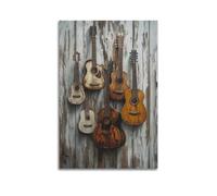 XHBKJA Exquisite Modern Family Canvas Wall Art Picture Print Photo Album-Vintage Music Poster with Rustic Acoustic Guitars 16x24inch(40x60cm)