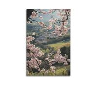 XHBKJA Exquisite Modern Family Canvas Wall Art Picture Print Photo Album-Watercolor Botanical Poster with Cherry Blossoms And Rural Landscape 12x18inch(30x45cm)