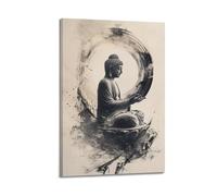 XHBKJA Exquisite Modern Family Canvas Wall Art Picture Print Photo Album-Watercolor Buddhism Poster with Seated Buddha And Circular Element 08x12inch(20x30cm)