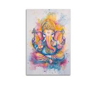 XHBKJA Exquisite Modern Family Canvas Wall Art Picture Print Photo Album-Watercolor Hindu Deity Poster, Vibrant And Spiritual Ganesha - Style for Home 24x36inch(60x90cm)